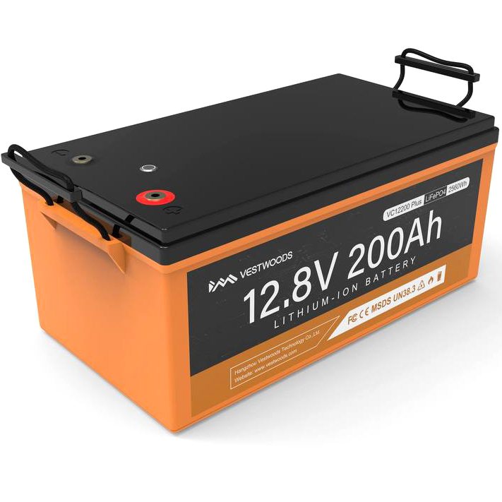 Акумулятор VESTWOODS LiFePO4 12V/200AH, 2560W*h, 100A, Smart BMS, Bluetooth APP (літій-залізо-фосфатний акумулятор для ДБЖ (UPS)), помаранчевий