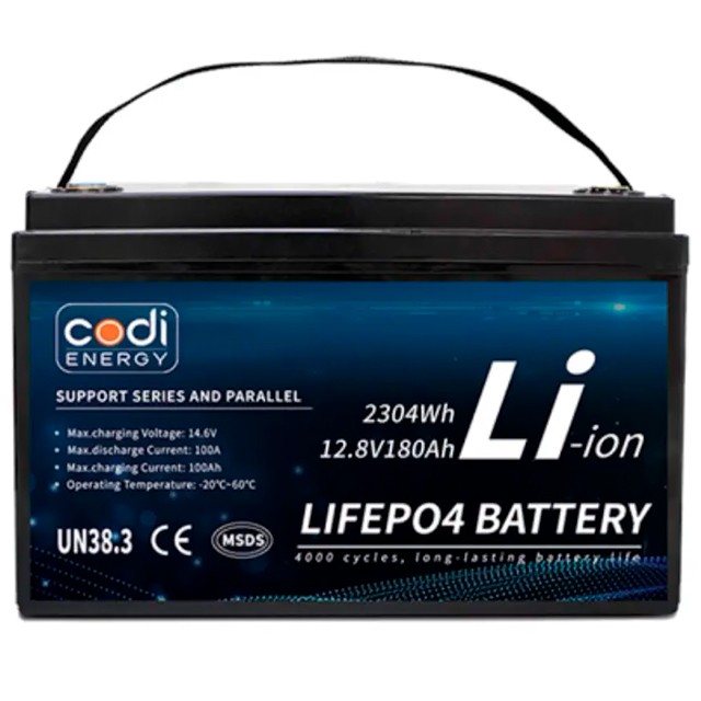 Акумулятор Codi Energy LiFePO4 12V/180AH (2304 W*h) (літій-залізо-фосфатний акумулятор для ДБЖ (UPS)) — общий вид