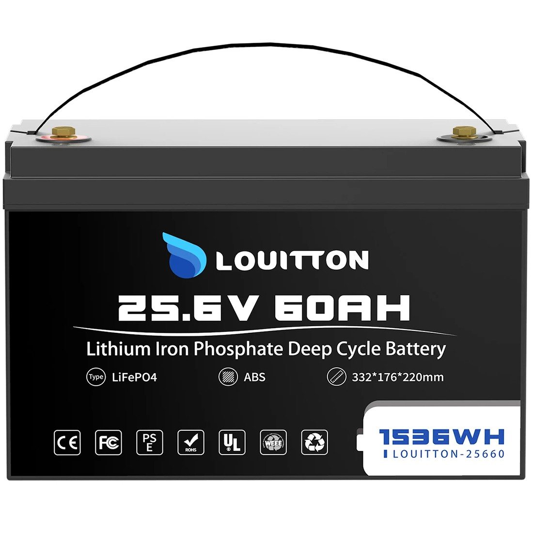 Акумулятор Louitton LiFePO4 25,6V/60AH (1536 W*h) (літій-залізо-фосфатний акумулятор для ДБЖ (UPS)) — загальний вигляд