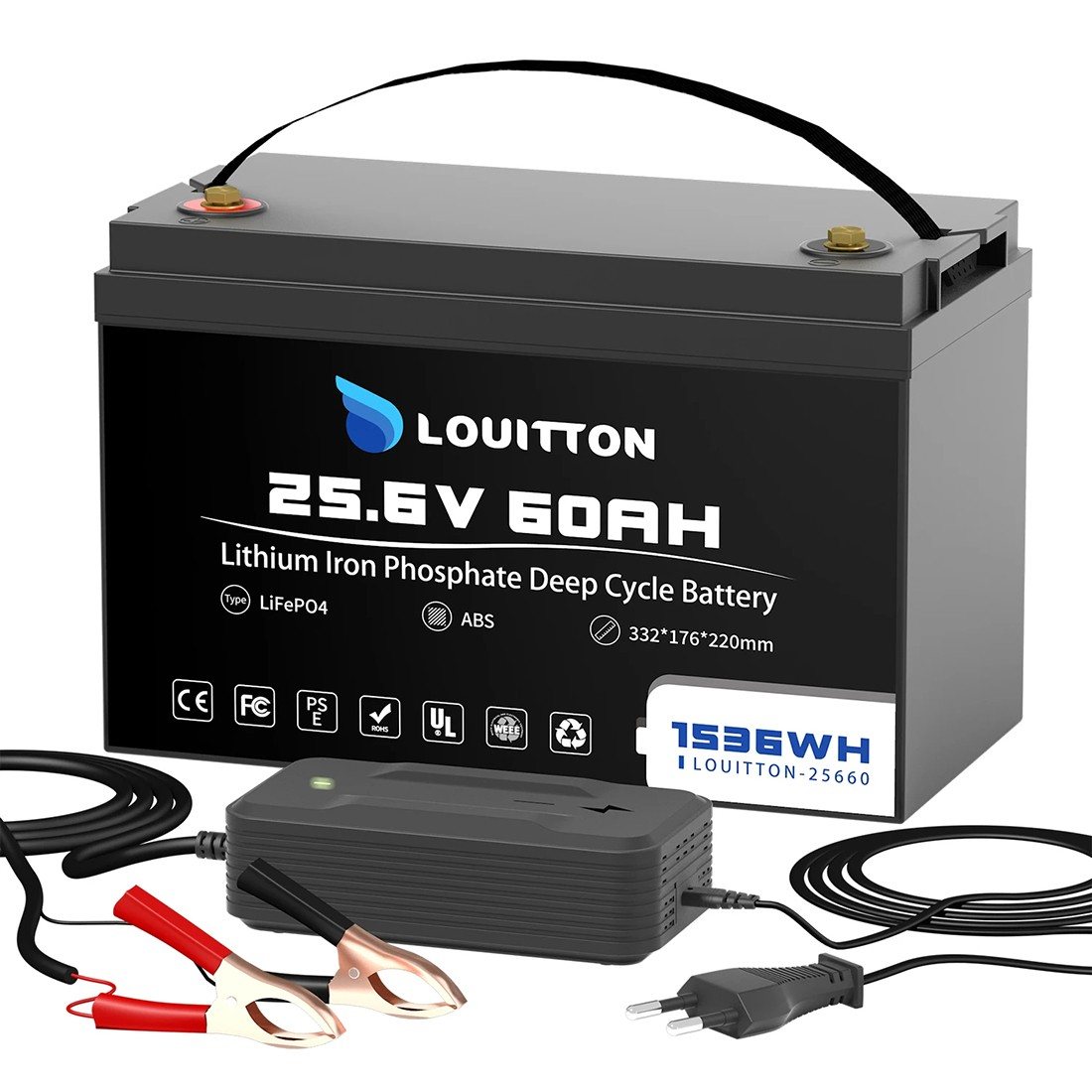Акумулятор Louitton LiFePO4 25,6V/60AH (1536 W*h) (літій-залізо-фосфатний акумулятор для ДБЖ (UPS)) — фото 2