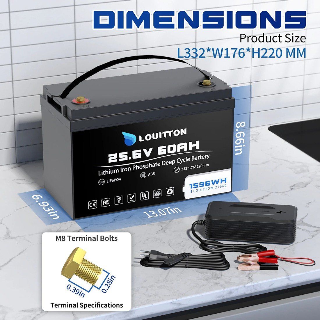 Акумулятор Louitton LiFePO4 25,6V/60AH (1536 W*h) (літій-залізо-фосфатний акумулятор для ДБЖ (UPS)) — фото 3