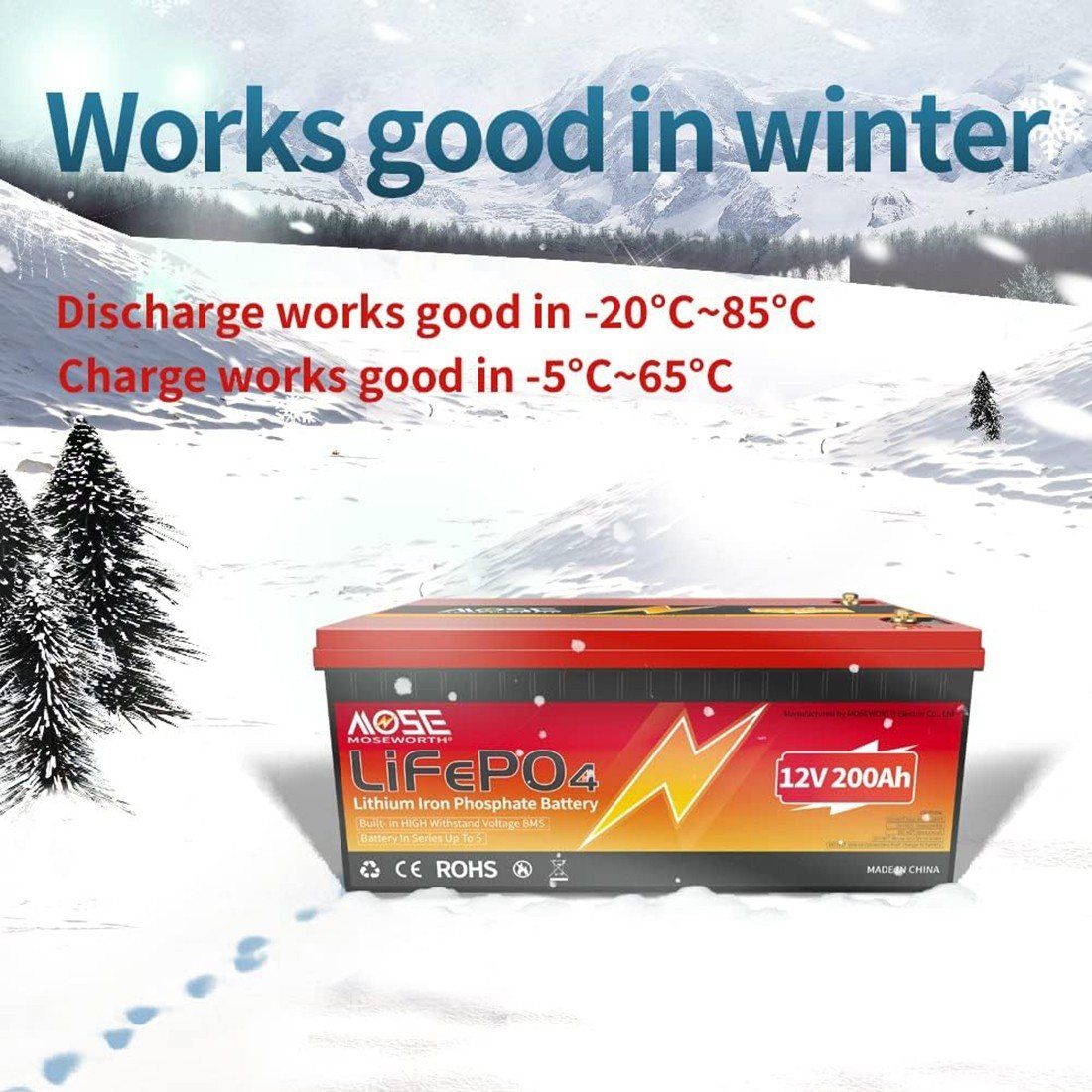 Акумулятор MOSEWORTH LiFePO4 12V/200AH (2400W*h) (літій-залізо-фосфатний акумулятор для ДБЖ (UPS)) — фото 5