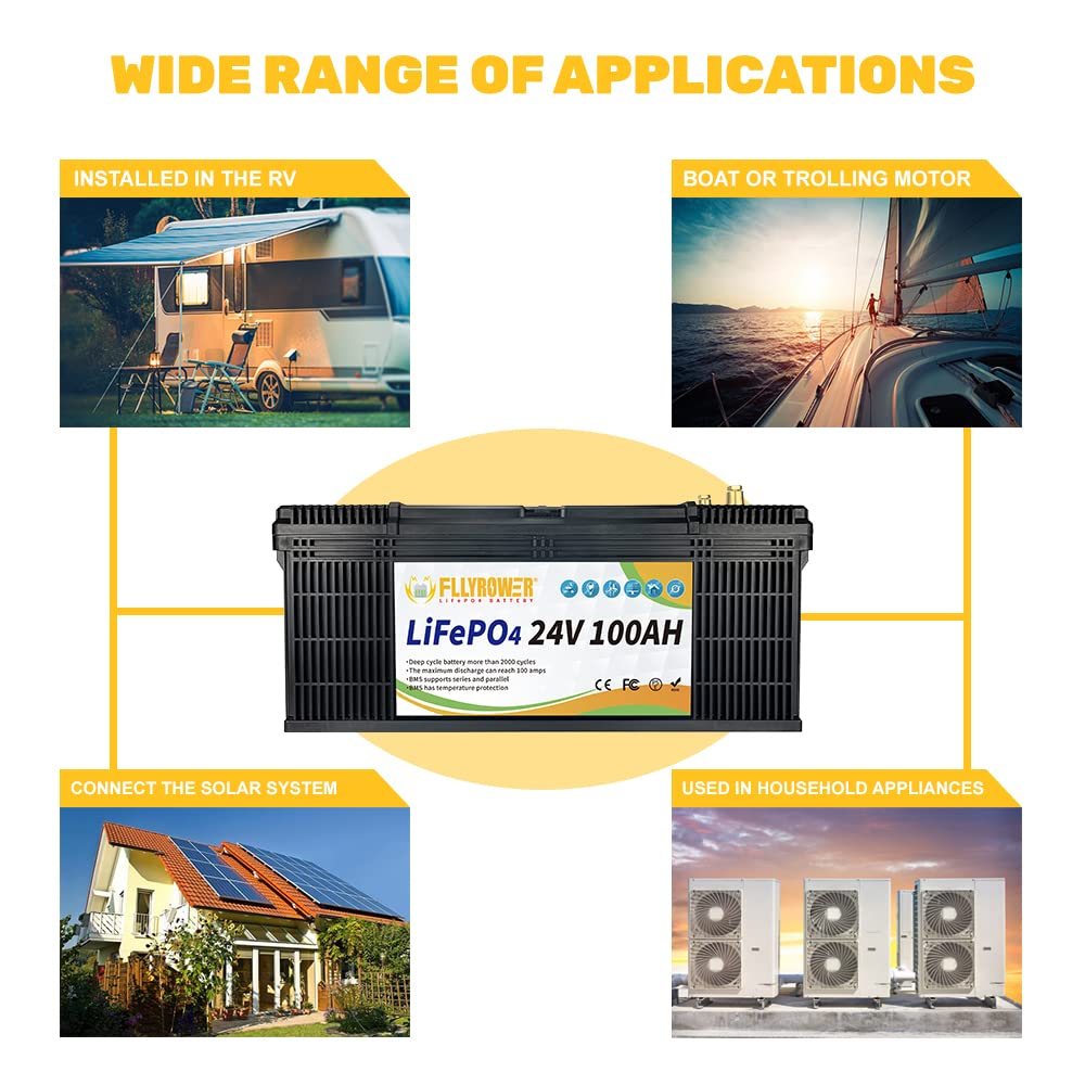 Акумулятор FlyPower LiFePO4 24V/100AH (2400W*h) (літій-залізо-фосфатний акумулятор для ДБЖ (UPS)) — фото 7