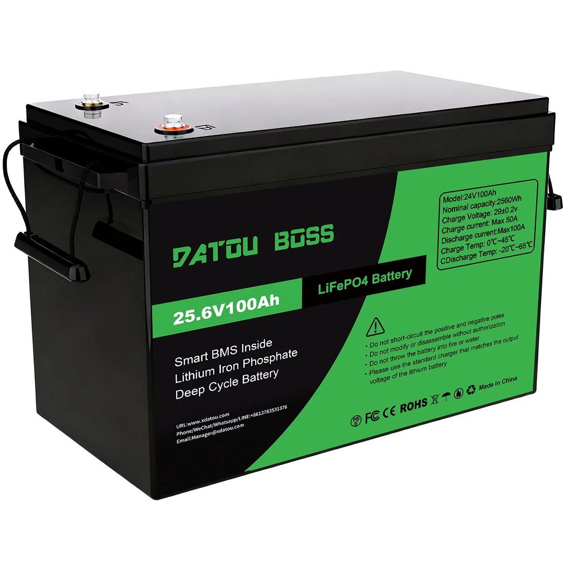 Акумулятор DATOU BOSS LiFePO4 24V/100AH (2560W*h) (літій-залізо-фосфатний акумулятор для ДБЖ (UPS)) — общий вид