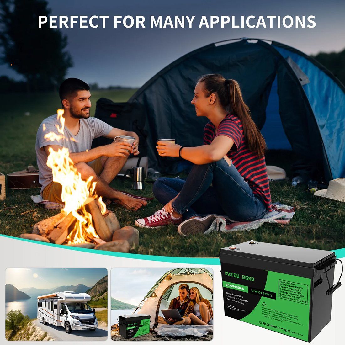 Акумулятор DATOU BOSS LiFePO4 24V/100AH (2560W*h) (літій-залізо-фосфатний акумулятор для ДБЖ (UPS)) — фото 8