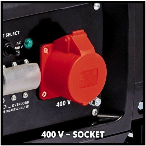 TC-PG 5500 WD: Генератор бензиновий, 230В/400В, 3300/5500 Вт, AVR, 4-х тактний, бак 25 л, макс. потужність 7 кВт, 2 розетки 220В, 1 розетка 400 В, синхронний, колеса, AVR, акумулятор для пуску в комплекті — фото 5