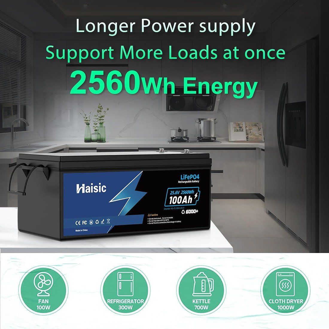 Акумулятор Haisic LiFePO4 24V/100AH, 2560W*h, 100А (літій-залізо-фосфатний акумулятор для ДБЖ (UPS)) — фото 3