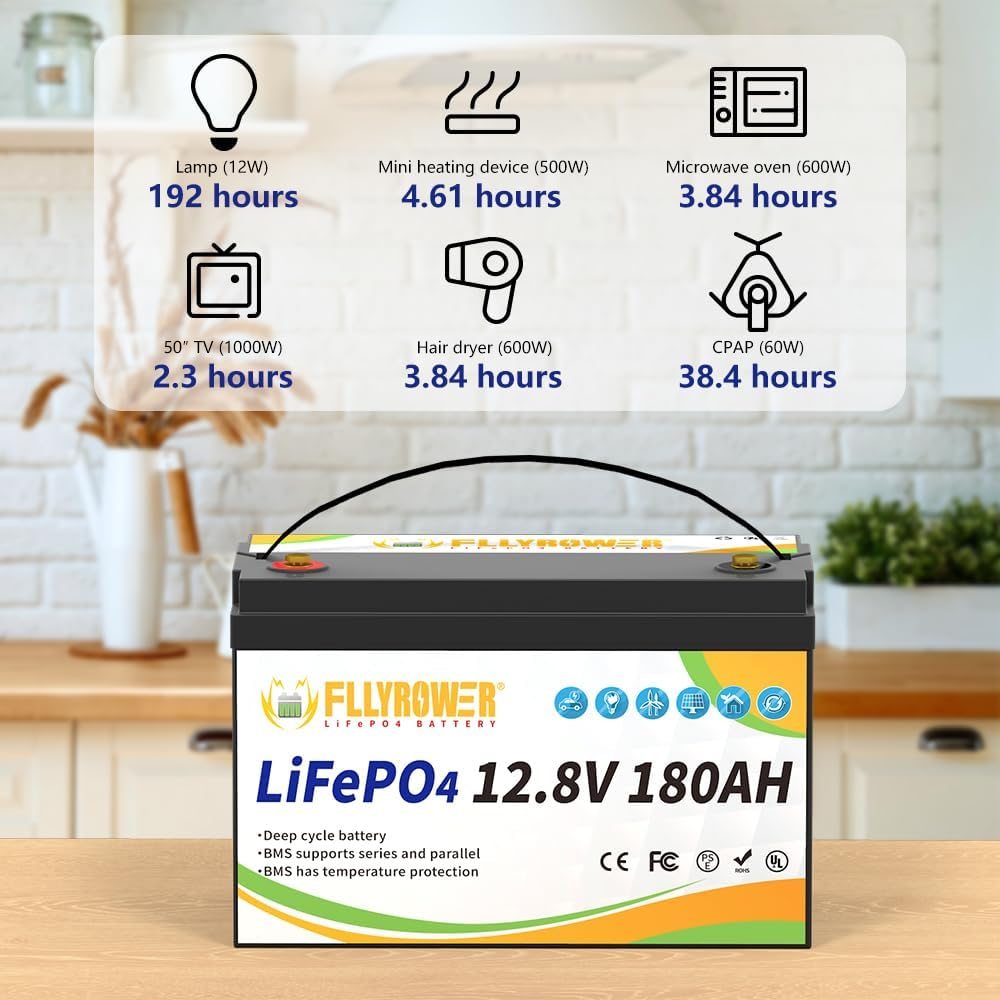Акумулятор FlyPower LiFePO4 12V/180AH, 2304W*h (літій-залізо-фосфатний акумулятор для ДБЖ (UPS)) — фото 2