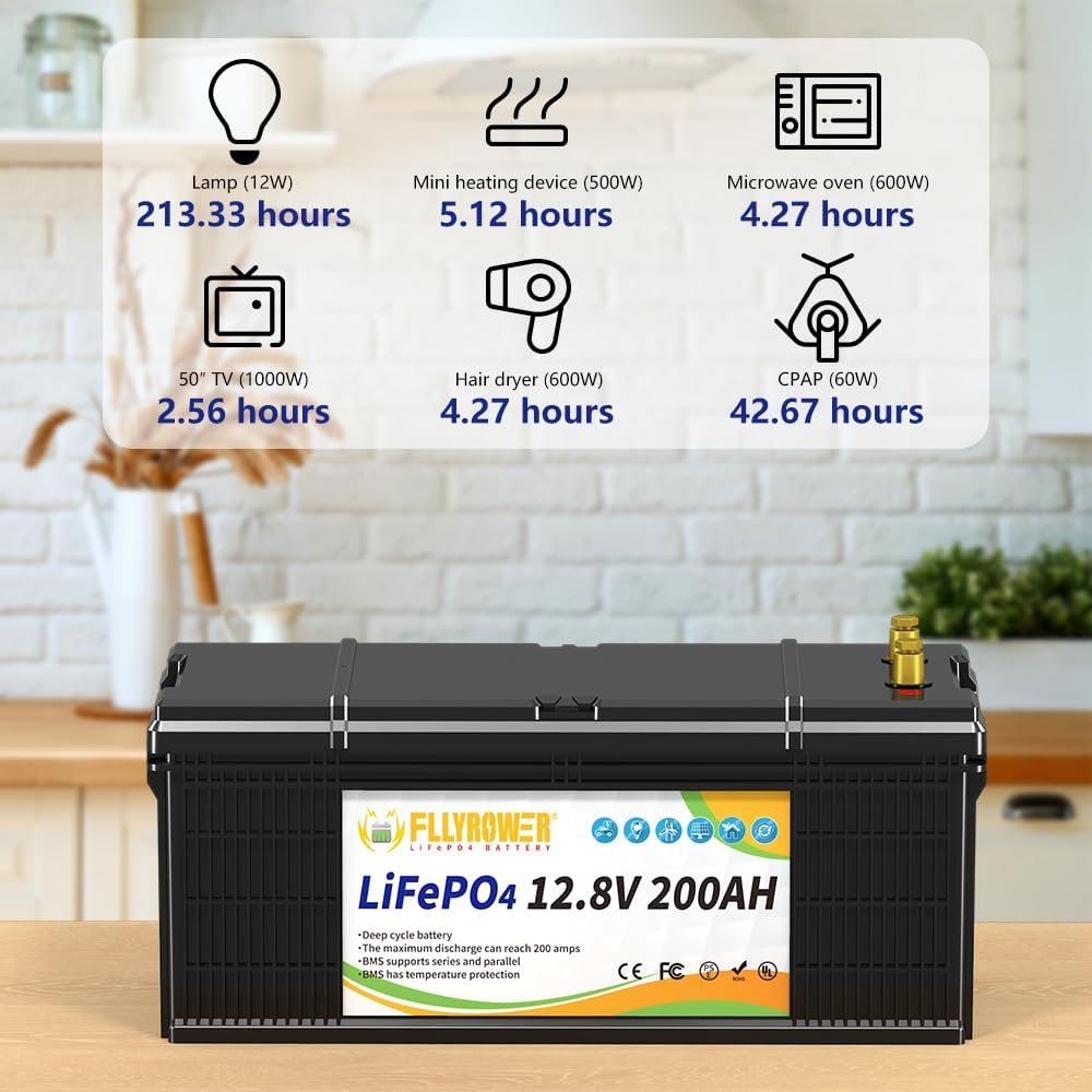 Акумулятор FlyPower LiFePO4 12V/200AH, 2560W*h (літій-залізо-фосфатний акумулятор для ДБЖ (UPS)) — фото 4
