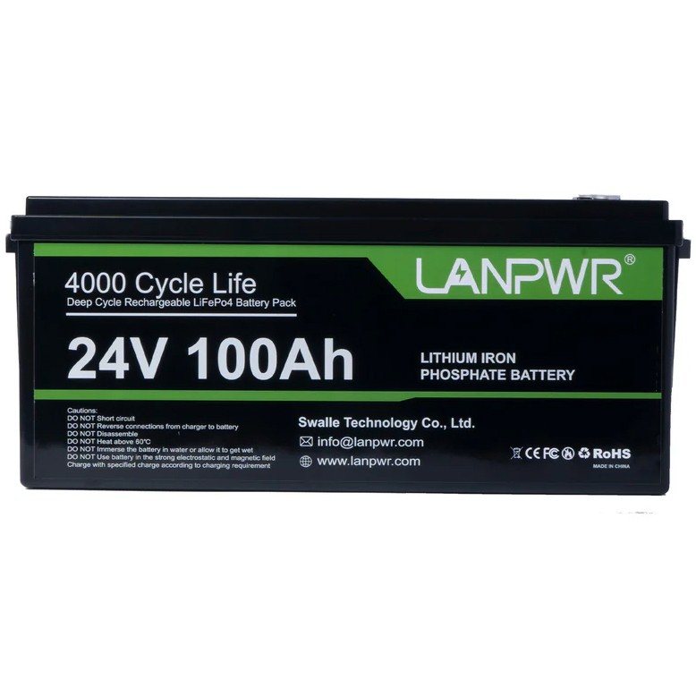 Акумулятор LanPWR LiFePO4 24V/100AH, 100A (2560W*h) (літій-залізо-фосфатний акумулятор для ДБЖ (UPS)) — загальний вигляд