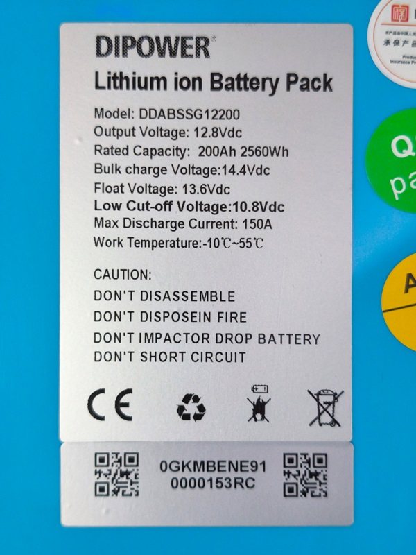 Акумулятор Dipower LiFePO4 12V/200AH (2560W*h), Smart BMS, Bluetooth APP (літій-залізо-фосфатний акумулятор для ДБЖ (UPS)) — фото 5