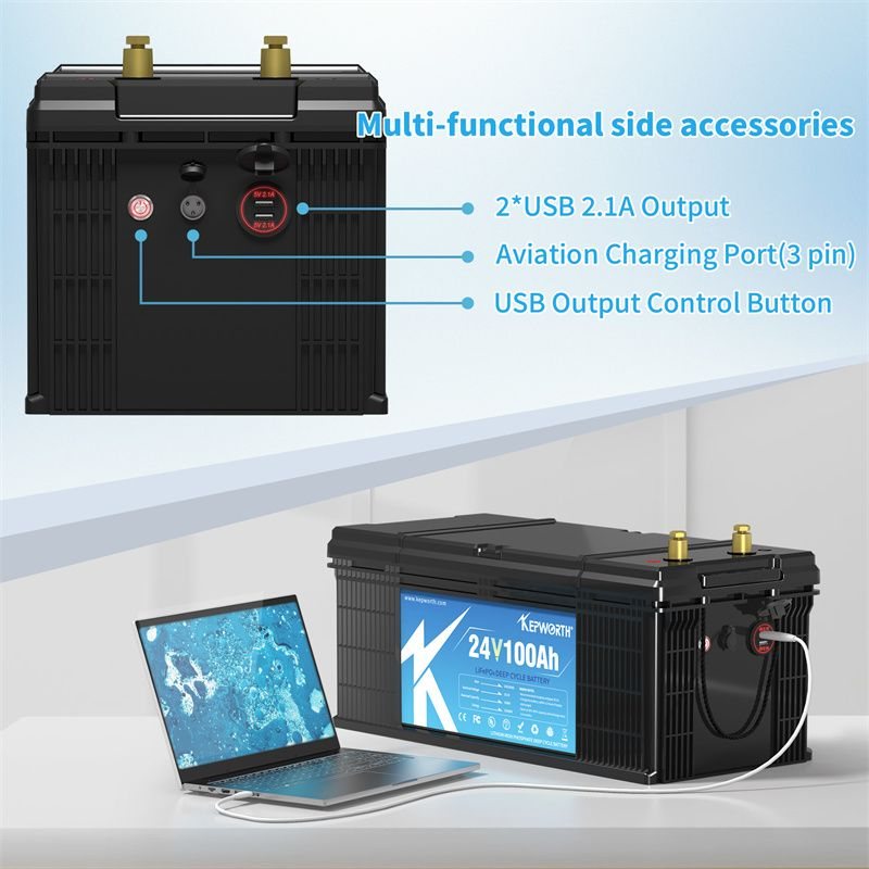 Акумулятор Kepworth LiFePO4 24V/100AH (2400W*h) (літій-залізо-фосфатний акумулятор для ДБЖ (UPS)) — фото 3