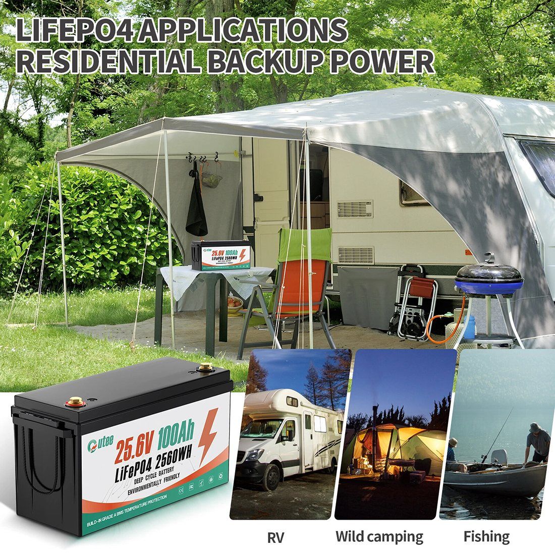 Акумулятор Outee LiFePO4 24V/100AH (2560W*h) (літій-залізо-фосфатний акумулятор для ДБЖ (UPS)) — фото 3