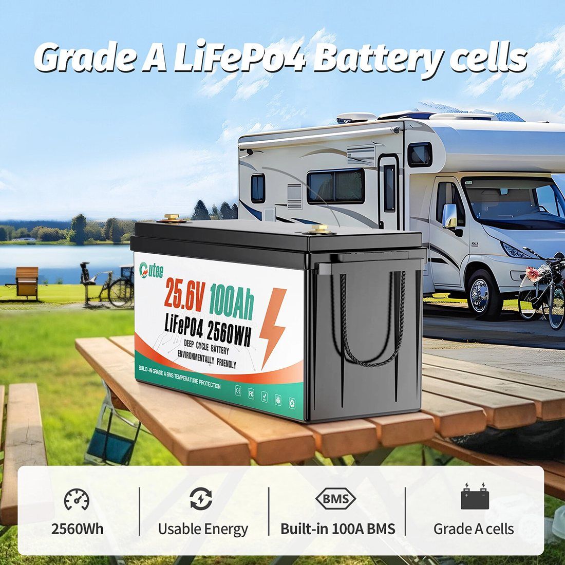 Акумулятор Outee LiFePO4 24V/100AH (2560W*h) (літій-залізо-фосфатний акумулятор для ДБЖ (UPS)) — фото 7