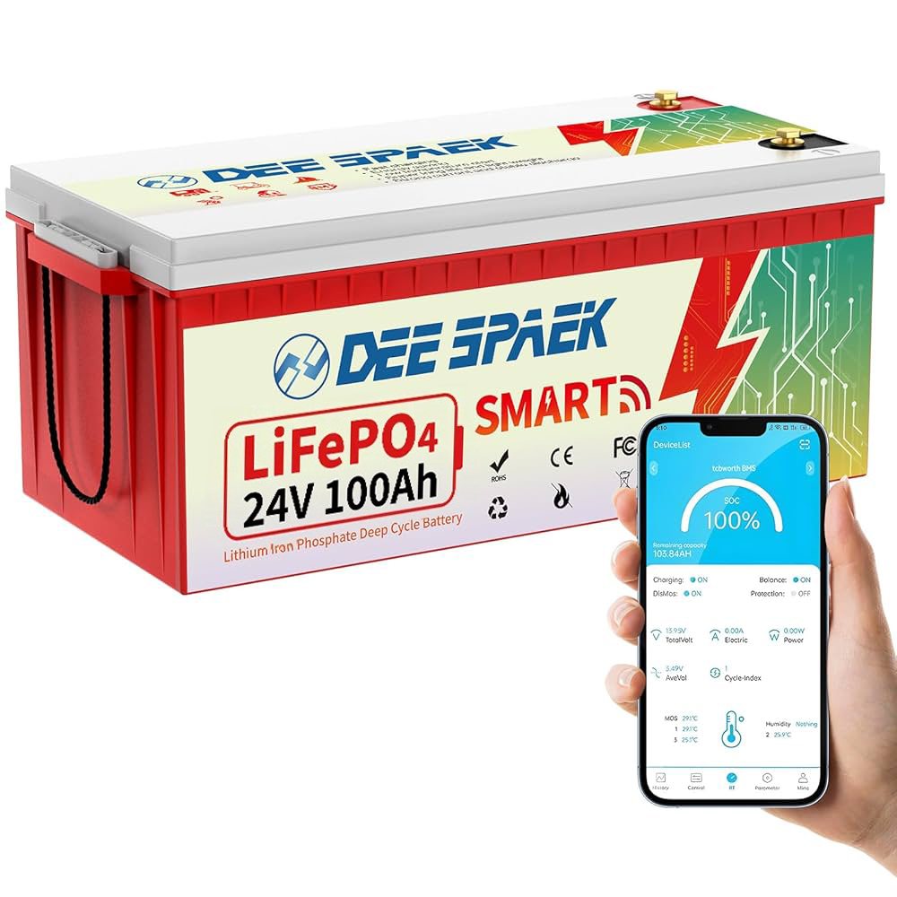 Акумулятор DeeSpaek LiFePO4 24V/100AH, 50A/100A (2560W*h), Smart BMS, Bluetooth APP, (літій-залізо-фосфатний акумулятор для ДБЖ (UPS)) — фото 2
