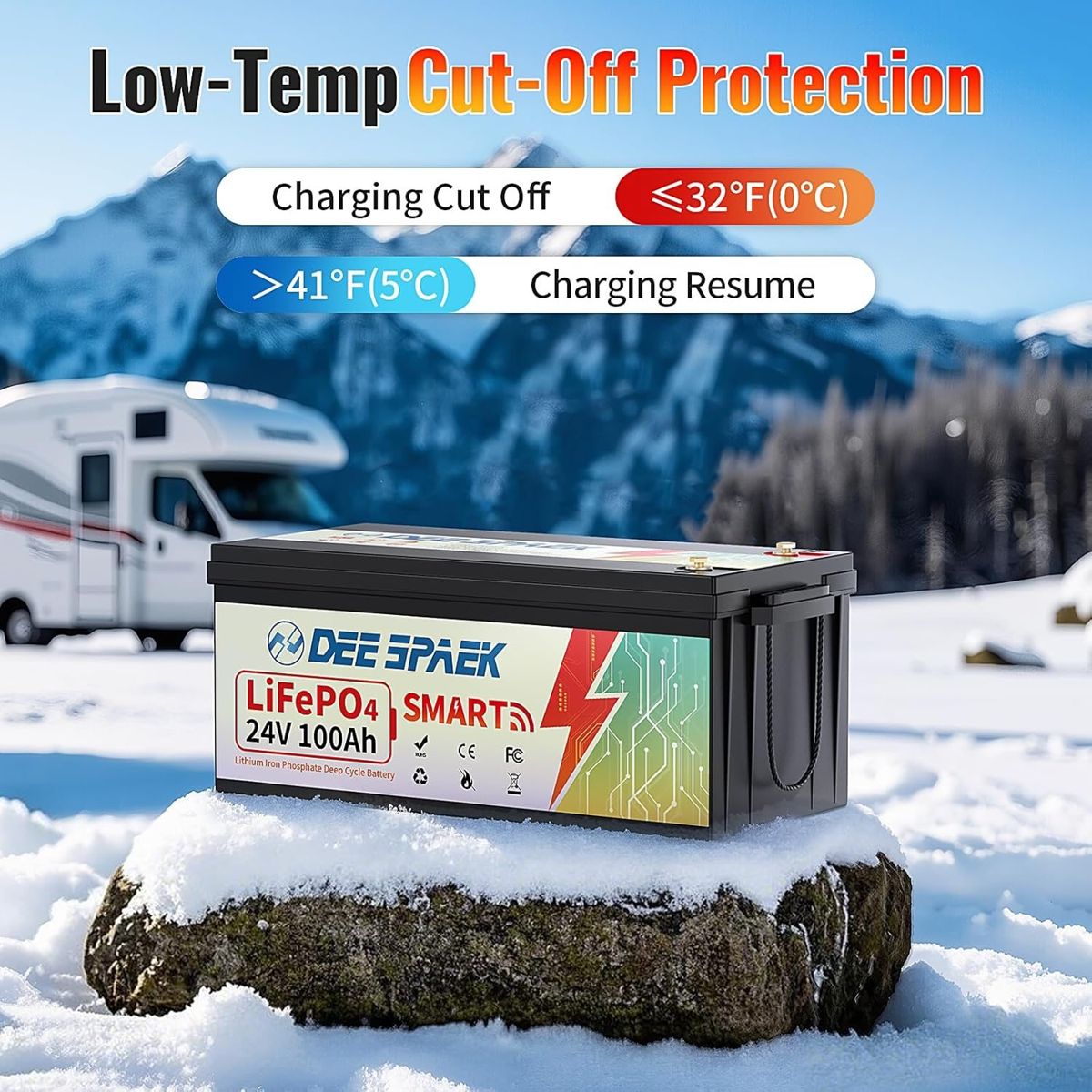 Акумулятор DeeSpaek LiFePO4 24V/100AH, 50A/100A (2560W*h), Smart BMS, Bluetooth APP, (літій-залізо-фосфатний акумулятор для ДБЖ (UPS)) — фото 8