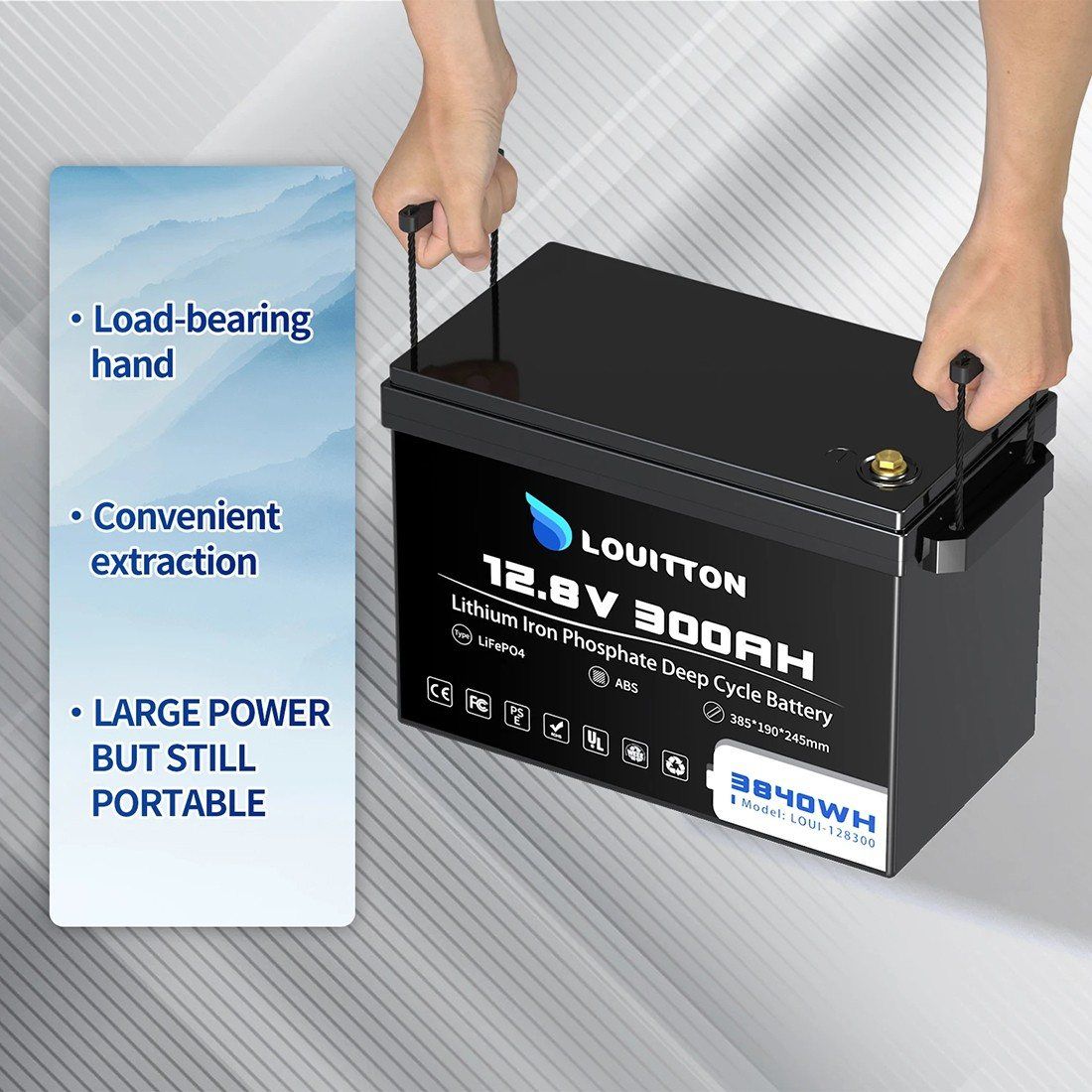 Акумулятор Louitton LiFePO4 12.8V/300AH (3840W*h) (літій-залізо-фосфатний акумулятор для ДБЖ (UPS)) — фото 7