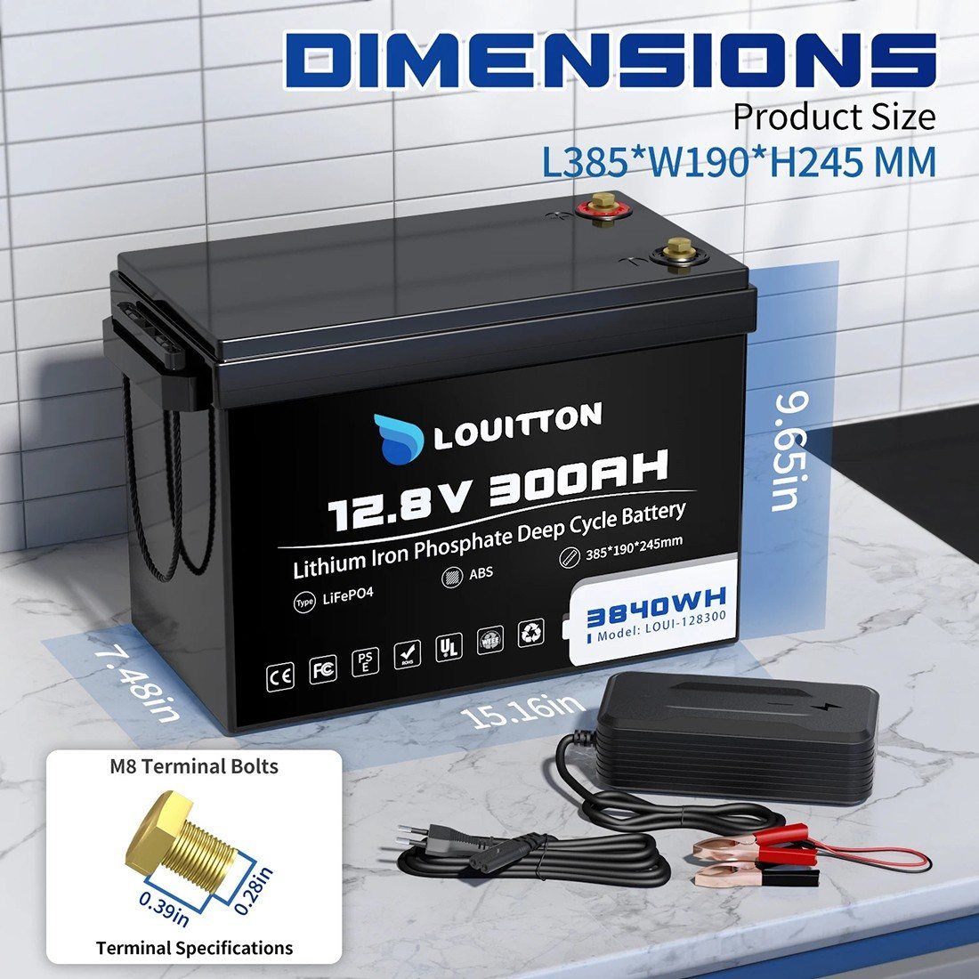 Акумулятор Louitton LiFePO4 12.8V/300AH (3840W*h) (літій-залізо-фосфатний акумулятор для ДБЖ (UPS)) — фото 8