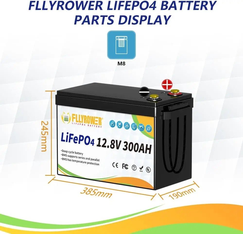 Акумулятор FlyPower LiFePO4 12V/300AH, 3840W*h (літій-залізо-фосфатний акумулятор для ДБЖ (UPS)) — фото 5