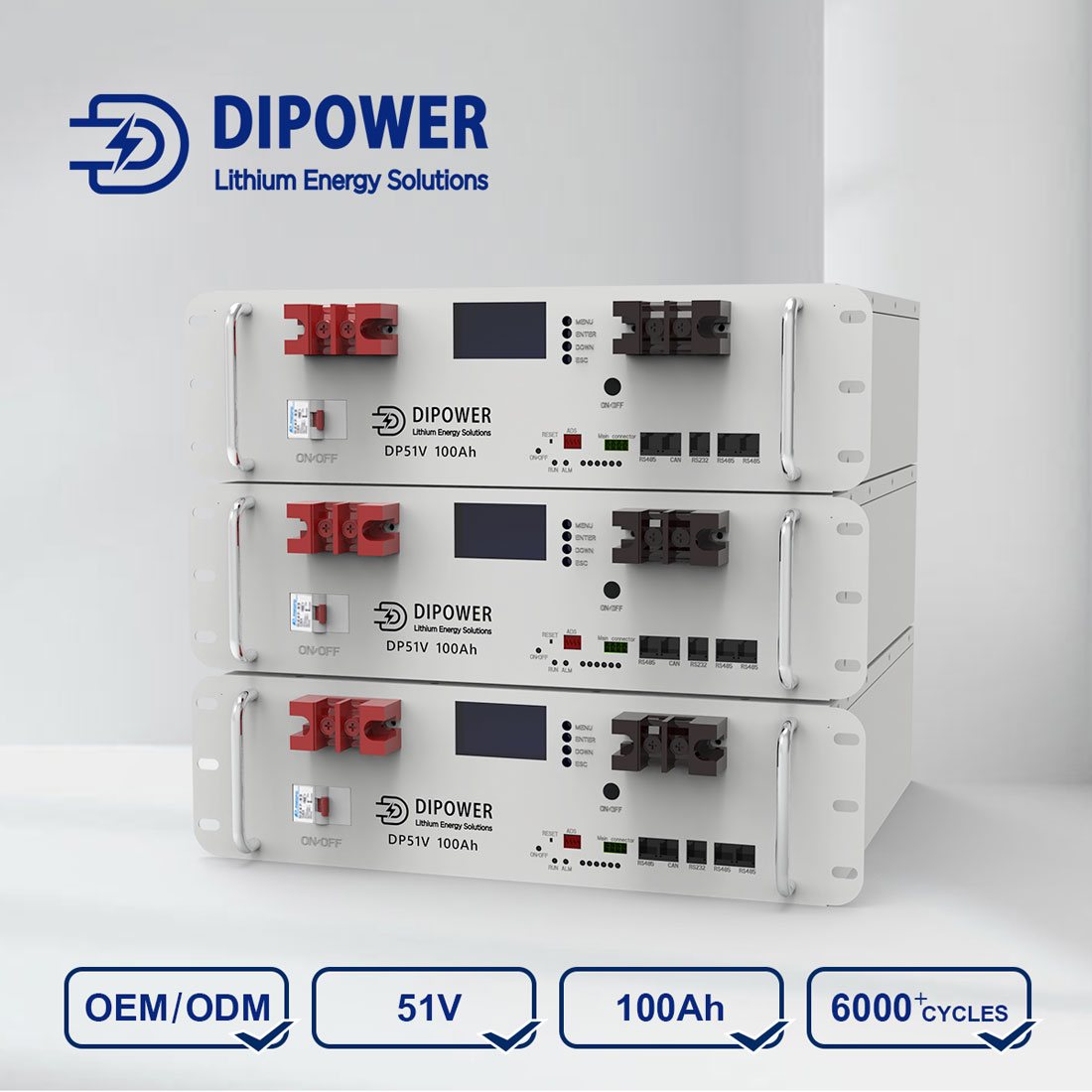 Акумулятор Dipower LiFePO4, Rack Mounted, 51,2V/100AH, 5120W*h (літій-залізо-фосфатний акумулятор для ДБЖ (UPS)) — фото 6