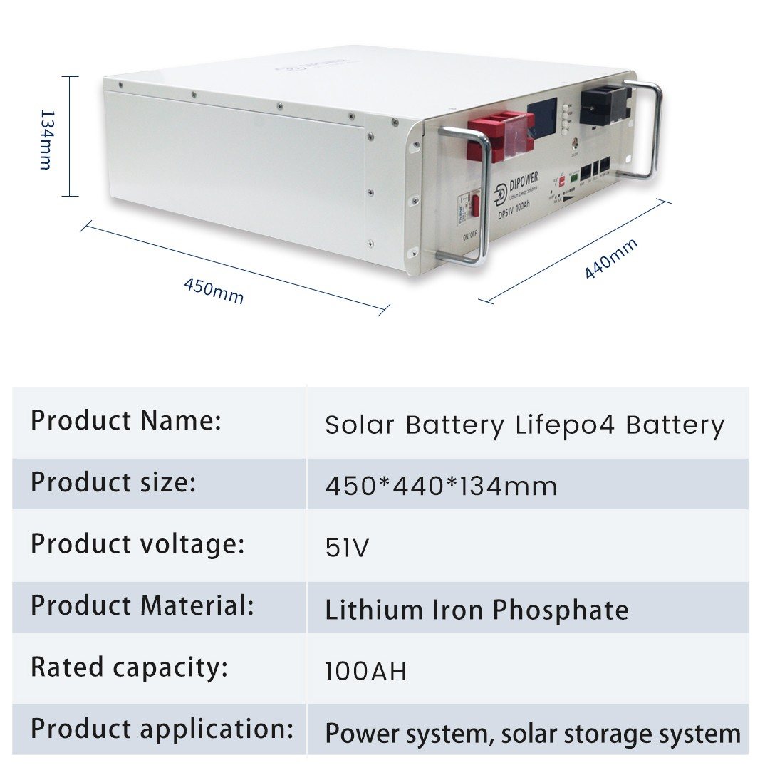 Акумулятор Dipower LiFePO4, Rack Mounted, 51,2V/100AH, 5120W*h (літій-залізо-фосфатний акумулятор для ДБЖ (UPS)) — фото 7