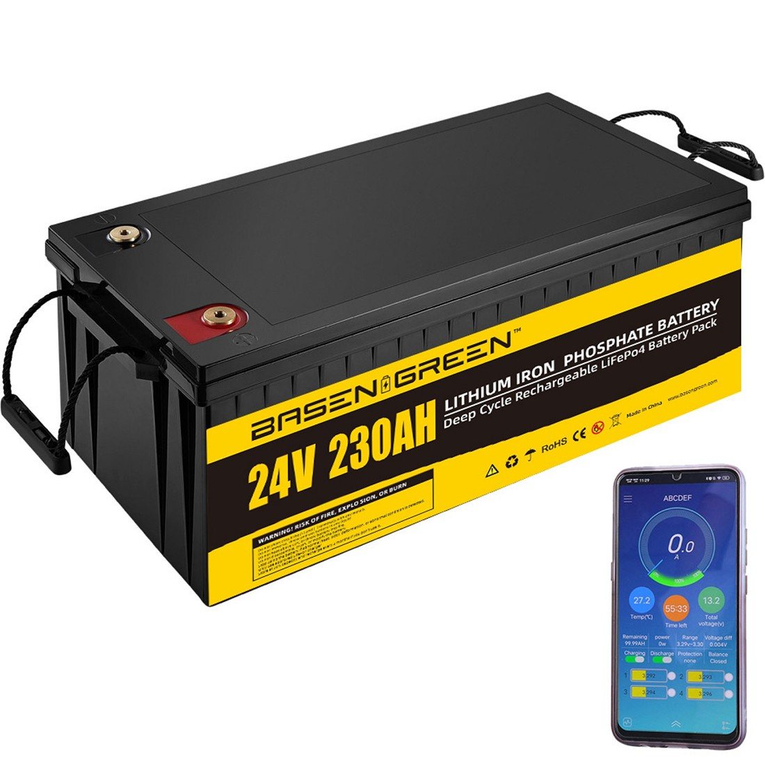 Акумулятор Basen Green LiFePO4 24V/230AH (5888 W*h), Smart BMS, Bluetooth APP (літій-залізо-фосфатний акумулятор для ДБЖ (UPS)) — фото 3