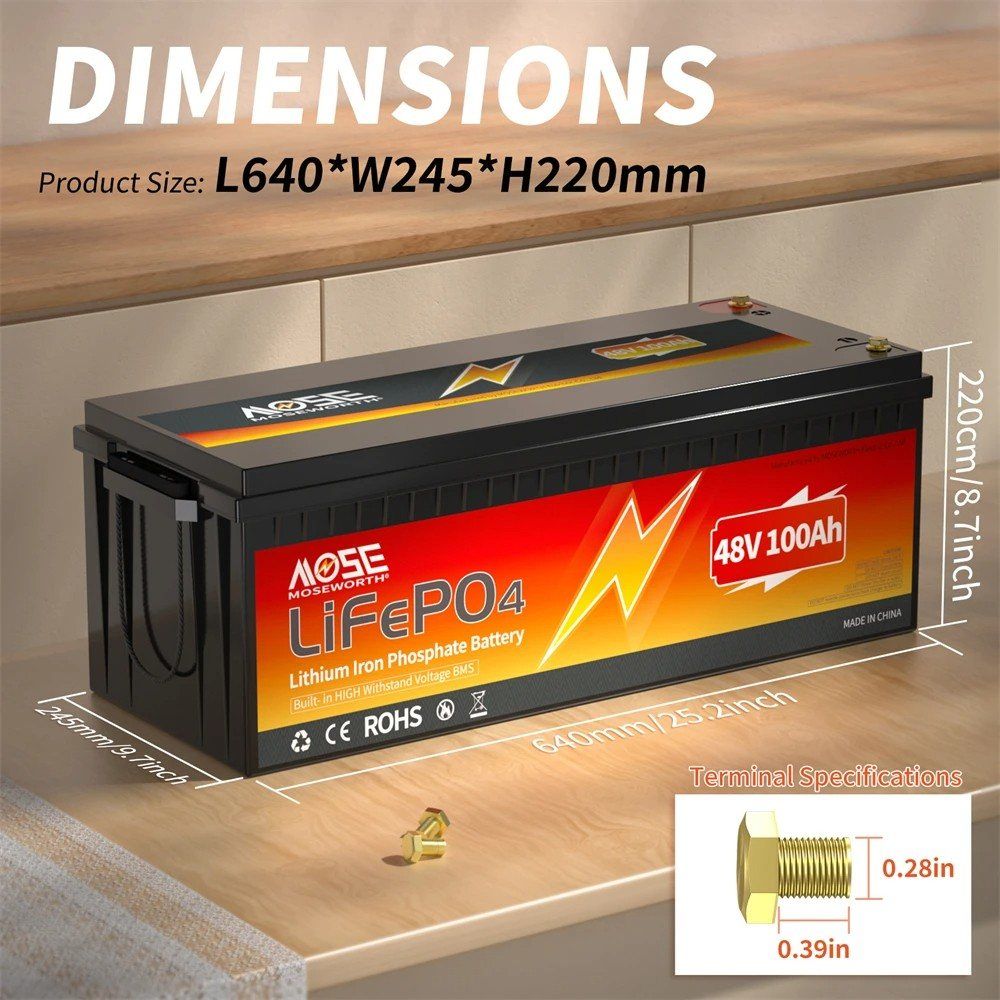 Акумулятор MOSEWORTH LiFePO4 48V/100AH (4800W*h) (літій-залізо-фосфатний акумулятор для ДБЖ (UPS)) — фото 6