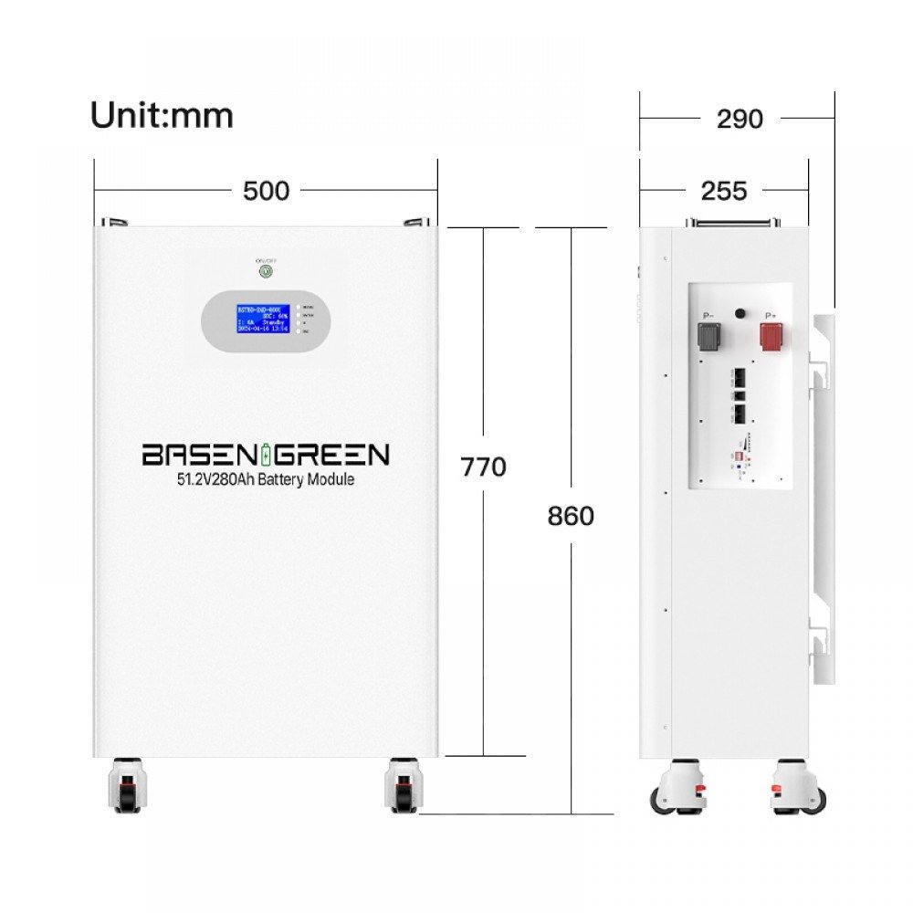 Акумулятор Basen Green LiFePO4 51,2V/280AH (14336W*h), Smart BMS, Bluetooth APP (літій-залізо-фосфатний акумулятор для ДБЖ (UPS)) — фото 2