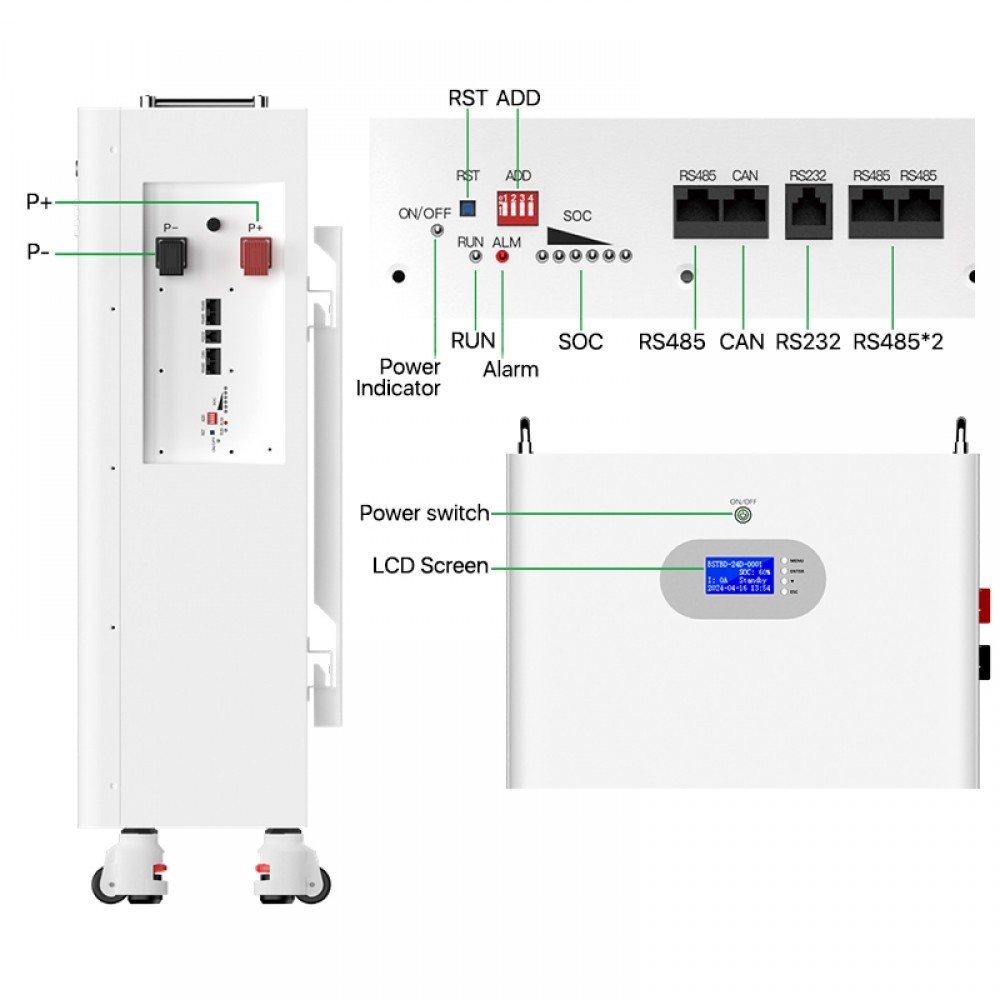 Акумулятор Basen Green LiFePO4 51,2V/280AH (14336W*h), Smart BMS, Bluetooth APP (літій-залізо-фосфатний акумулятор для ДБЖ (UPS)) — фото 4