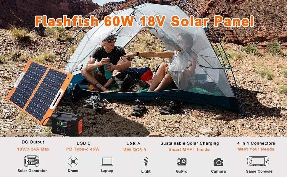Сонячна батарея Flashfish TSP18V/100W, (складна портативна панель для заряджання телефону та генератора) — фото 6