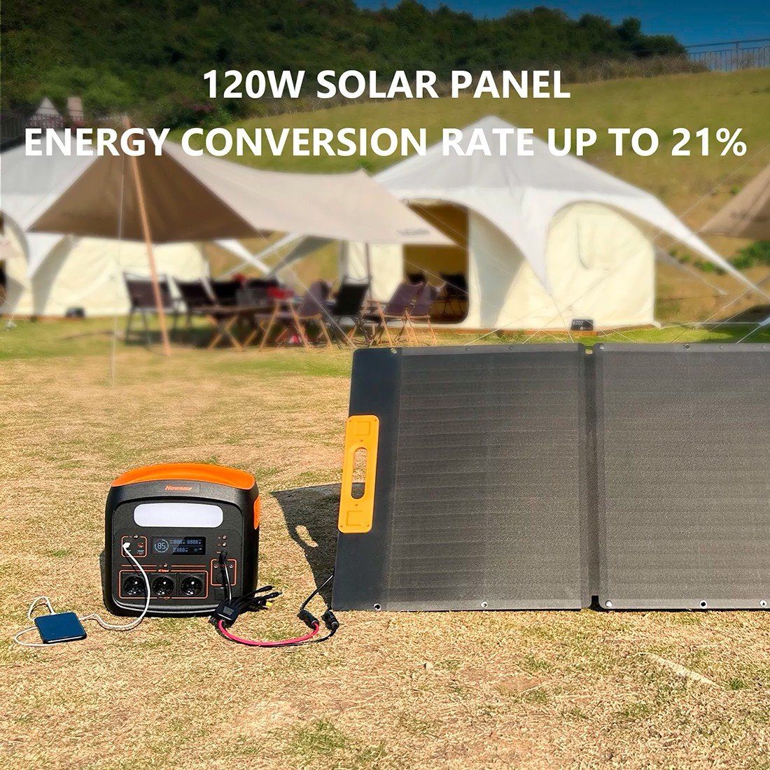Сонячна батарея NewsMy YT120, 120W, (складна портативна панель для живлення генератора) — фото 2