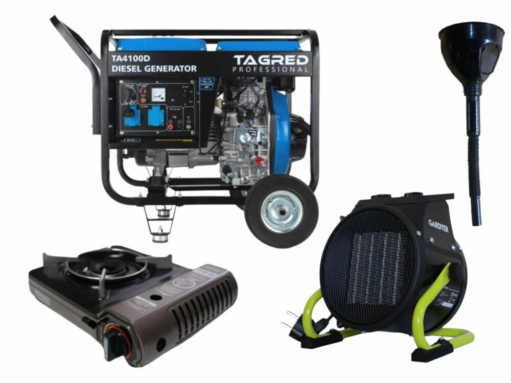 Дизельний генератор TAGRED TA4100D + газова плита + електричний обігрівач (KTA4100D)