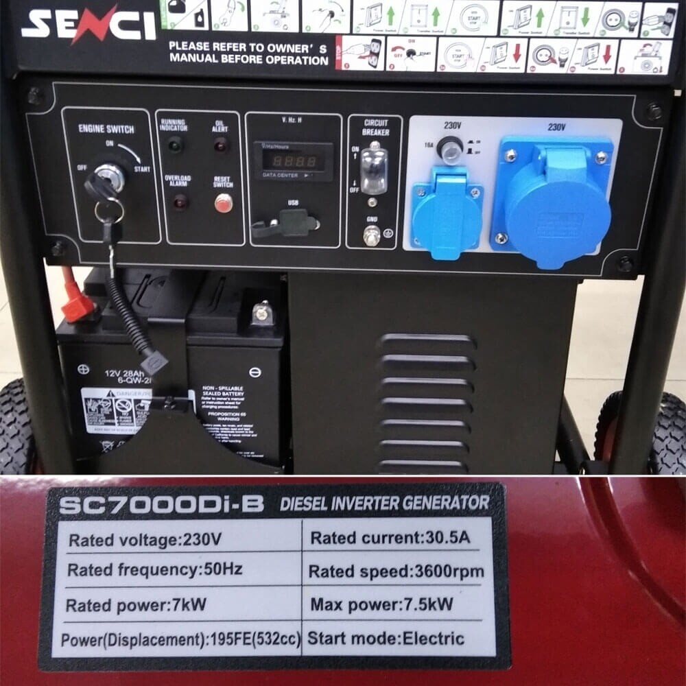 Інверторний генератор Senci SC7000Di-B — фото 5