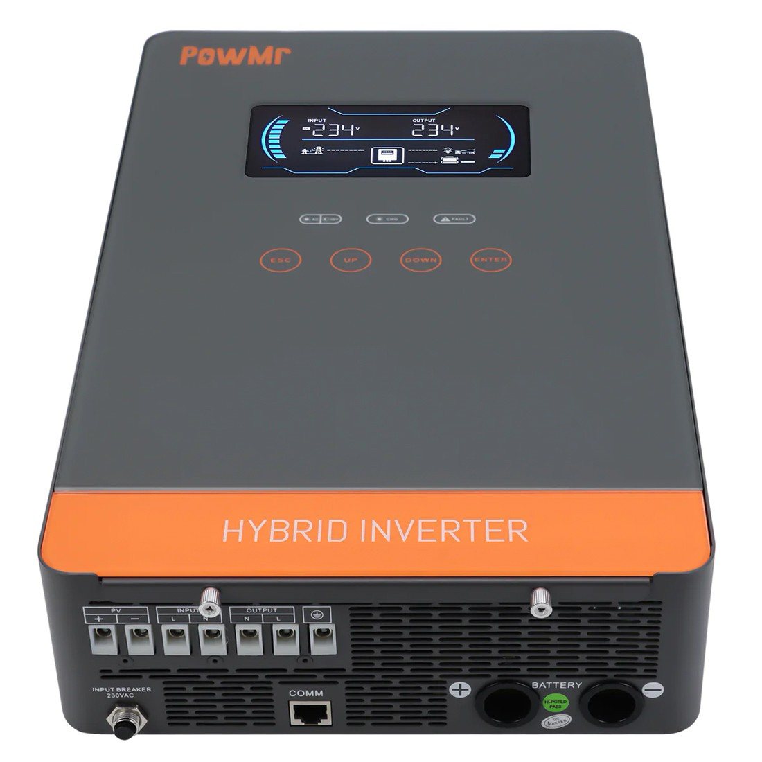 Гібридний інвертор Powmr POW-HVM4.5K-24V-P, 24 В, 4500 Вт (безперебійник, UPS, ДБЖ) — фото 4