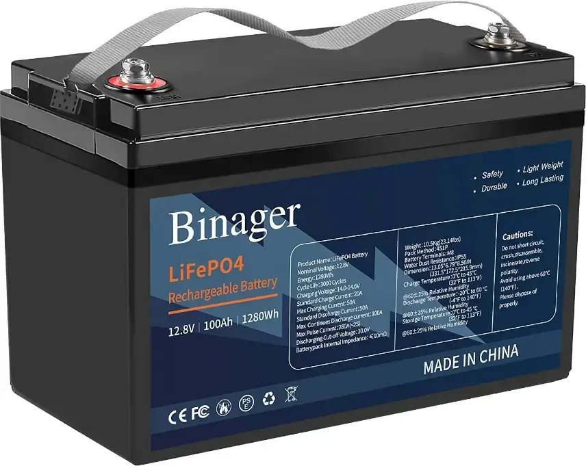 Акумулятор Binager LiFePO4 12,8V/100AH (1280W*h) (літій-залізо-фосфатний акумулятор для ДБЖ (UPS)) — общий вид